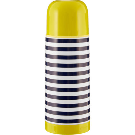 Interiors by Premier Stainless Steel Stripe 350ml Vacuum Flask, Leak-Proof Thermos Travel Flask For Hot and Cold Beverages