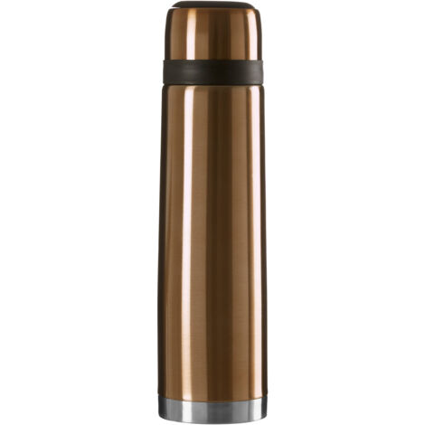 Interiors by Premier Stainless Steel Stripe 900ml Gold Finish Vacuum Flask, Leak-Proof Thermos Travel Flask For Hot and Cold Beverages