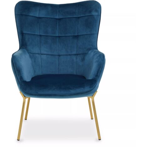 Interiors by Premier Stockholm Blue Velvet Chair, High Back Bedroom Accent Chair, Easy to Maintain Velvet Swivel Chair