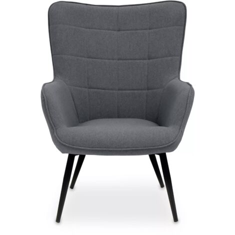 Interiors by Premier Stockholm Grey Fabric Armchair, High Back Patterned Armchair, Easy to Maintain Bucket Chair