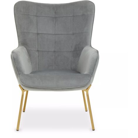 Interiors by Premier Stockholm Grey Velvet Chair, High Back Bedroom Accent Chair, Easy to Maintain Velvet Swivel Chair