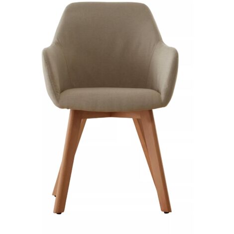 Interiors by Premier Stone Fabric Chair With Wood Legs, Backrest Dining Chair, Space-Saving Office Accent Chair