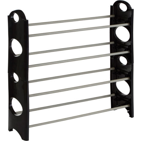 Interiors By Premier Stylish Black And Grey 4 Tier Shoe Rack, Durable Shoe Drawer Organiser, Versatile Shoes Stand For Home