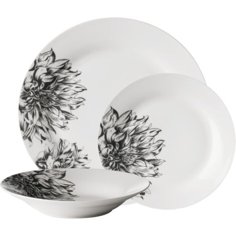 Interiors By Premier Stylish Botanic 12 Piece Dinner Set, Durable Dinner Set For Dinner, Contemporary Design Crockery Set