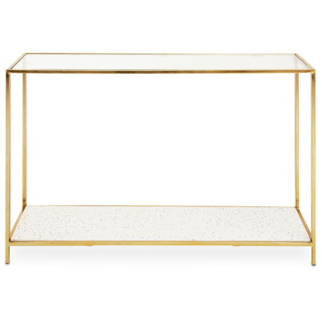 Interiors by Premier Stylish Gold Frame Console Table, Modern Console Table in Terrazzo Effect, Contemporary Design Hallway Table