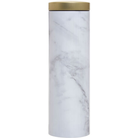 Interiors By Premier Stylish Pasta Canister, Marble Effect Design Stainless Steel Canister, Airtight Gold Lid Metal Canister