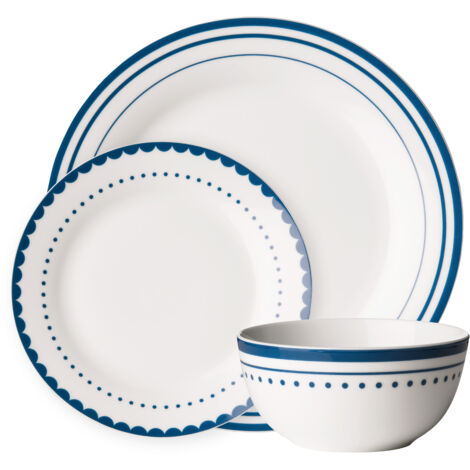 Interiors By Premier Stylish Saturn 12 Piece Blue Dinner Set, Durable Dinner Set For Dinner, Contemporary Design Crockery Set