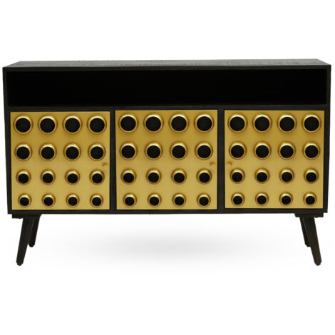 Interiors by Premier Stylish Three-Drawer Mango Wooden Sideboard, Mid-Century Modern Side Board for Living Room Organization