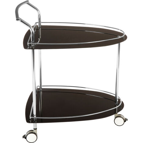 Interiors by Premier Tempered Glass Black Serving Trolley, 2-Tier Kitchen Storage Trolley, Modern Kitchen Trolley on Wheels