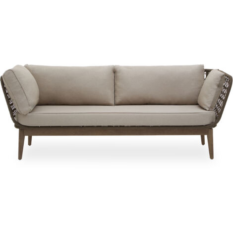 Interiors by Premier Three Seat Sofa, Rattan Outdoor Sofa, Long Lasting Rattan Lounge Sofa for Living Room with Grey Cushioning