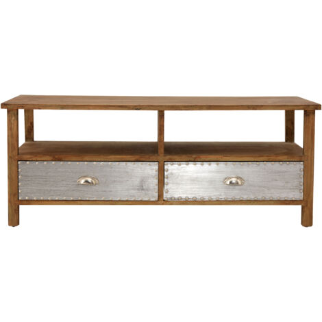 Interiors by Premier Two Drawer Coffee Table, Modern Coffe Table, 2 Metal Drawer Solid Wood Coffee Table, Rustic Coffee Table