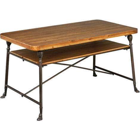 Interiors by Premier Two Tier Industrial Style Table, Natural wood Coffee Table, Coffee Table With Storage, Large Coffee Table