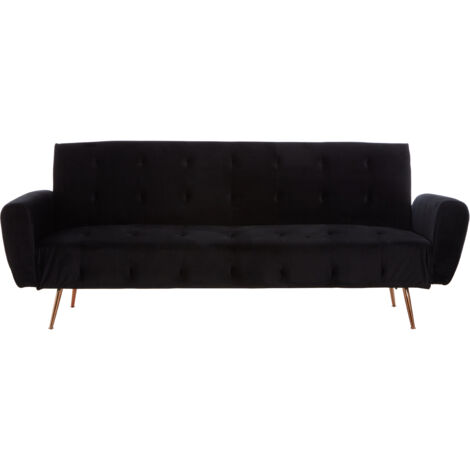 Interiors By Premier Velvet Upholstered Black Velvet Sofa Bed, Elegant Seater Sofa Bed For Bedroom, Contemporary Sofa Bed