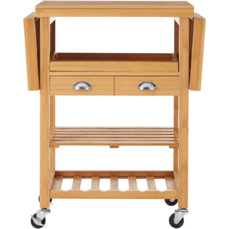 Interiors By Premier Versatile Bamboo Kitchen Trolley, Contemporary Garden Drinks Trolley, Durable Kitchen Trolley On Wheels
