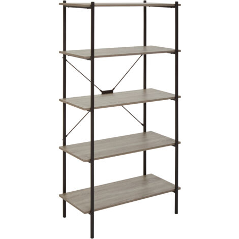 Interiors by Premier Versatile Five Tier Grey Oak Shelf Unit, Ample Storage Shelving Unit, Sturdy And Durable tall Cupboards