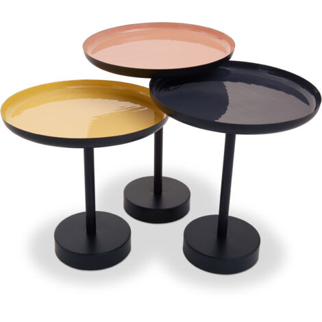 Interiors by Premier Versatile Set Of Three Gold And Black Tray Tables, Elegant Sitting Room Table, Durable Statement Side Table