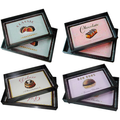 Interiors By Premier Versatile Set Of Two Assorted Design Trays, Assorted Design Lightweight Trays, Durable Writen Detail Trays