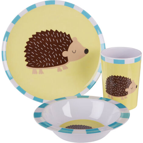 Interiors by Premier Vibrant Kids Harry Hedgehog Dinner Set, Durable Children Dining Set, Compact Harry Hedgehog Dining Set