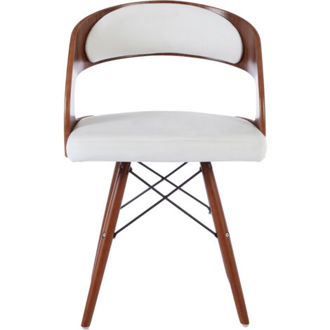 Interiors By Premier Vintage White Leather Effect Chair With Curved Back, Modern Comfortable Chair, Durable Luxury Chair