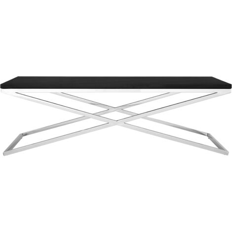 Interiors by Premier White and Black Coffee Table, Luxury Modern Rectangular Coffee Table, Wood Top Metal Frame Coffee Table