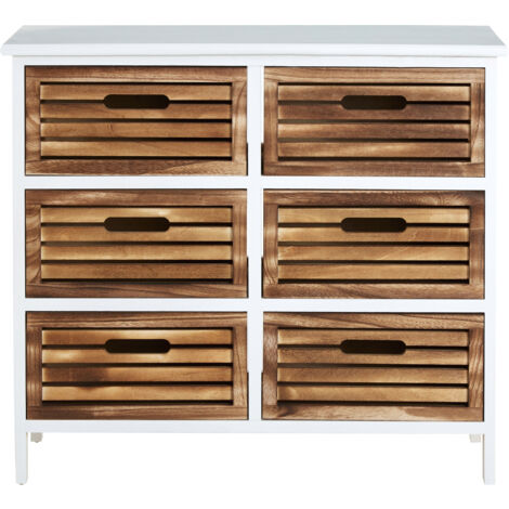 Interiors by Premier White and Natural 6 Drawer Chest, Contemporary Drawer Chest, 6 Drawers Unit, White 6 Drawer Chest Dresser