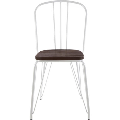 Interiors by Premier White Metal and Elm Wood Arm Chair, Accent Dining Arm Chair, Wooden Living Room Chair for Home, Lounge