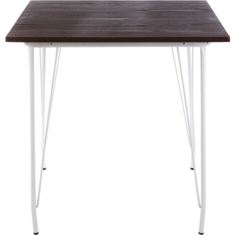 Interiors by Premier White Metal and Elm Wood Table, Large Square Table, Outdoor Dining Table for Lawn, Patio