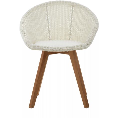 Interiors by Premier White Rattan Indoor chair with Wood legs Finish, Artistic Faux Chair for Living Room, Outdoor Chair