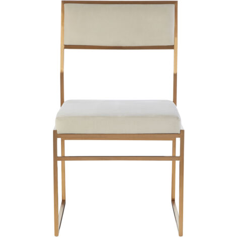 Interiors by Premier White Velvet Dining Chair, Space-Saving Dining Chair, Indoor Dining Accent Chair for Living Room