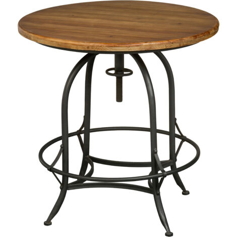 Interiors by Premier Wood and Metal Round Top Side Table, Industrial Style Side Table, Wooden Side Table For Living Room