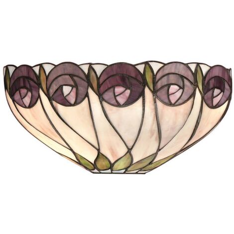 Interiors Hutchinson - Applique murale intérieure à 1 ampoule bronze foncé avec verre Tiffany, E14