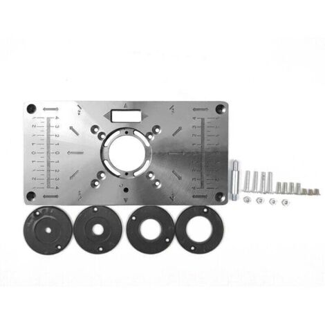 Interlayer plate for router table, woodworking benches, with 4-ring tool holder