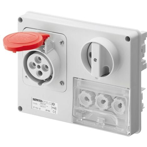 Interlocked-interrupteur de la prise électrique Gewiss 3P+N+t 16A IP44 380V sans boîte GW66131