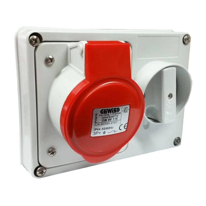 Gewiss - Prise verrouillée 3P+T 32A IP44 380V sans boîte GW66119