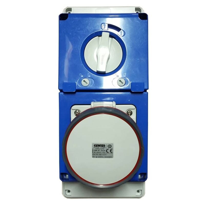 Prise verrouillée Gewiss 3P+T 63A IP67 380V GW67252N