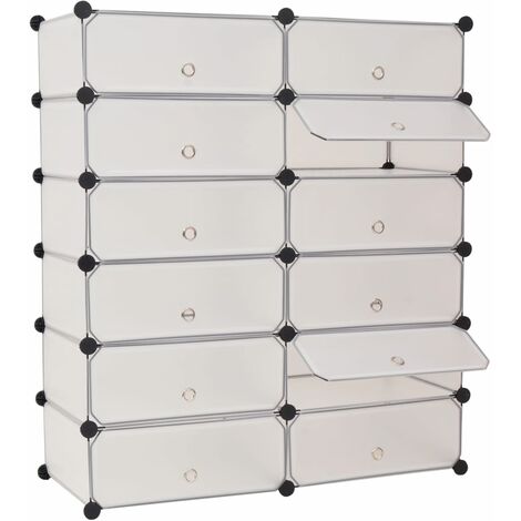 Interlocking Shoe Organiser with 12 Compartments White vidaXL