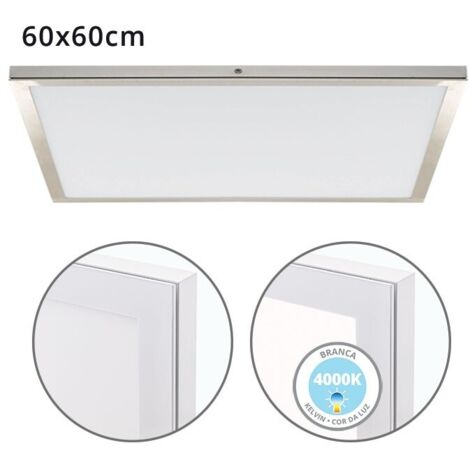 INTERLUSA Panel de superficie VOLTAIRE 60x60 48W LED 3840lm 4000K 120° C.60xL.60xA.2,3cm Niquel