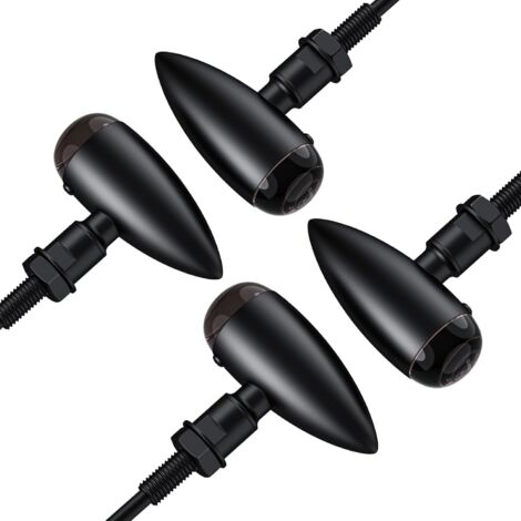 intermitentes LED para motocicleta, vintage, 12 LED, impermeables, 12 V, universales, orificio de 10 mm para motocicleta, scooter, cruiser, quad y todoterreno, color negro.