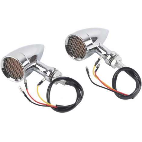 Intermittent LEDs for motorcycle, 2 pieces, light bulb, 12 V, 10 mm, universal chrome case