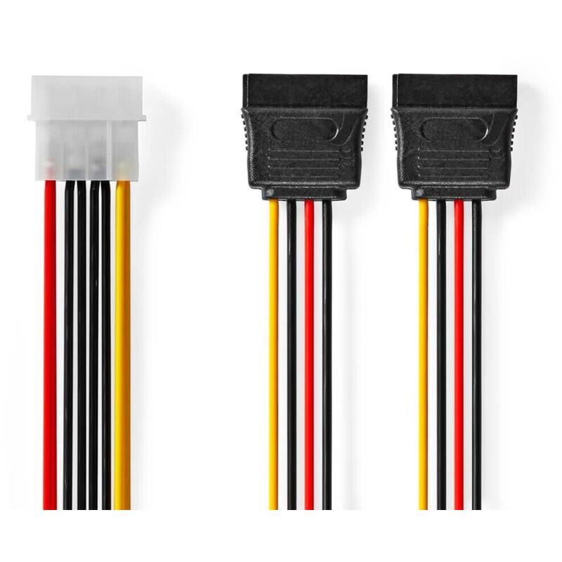 Nedis Interne Stromkabel / Molex Stecker / 2x Sata 15-pin-buchse / Vergoldet / 0.15 M / Rund / Pvc / Mehrfarbig / Box