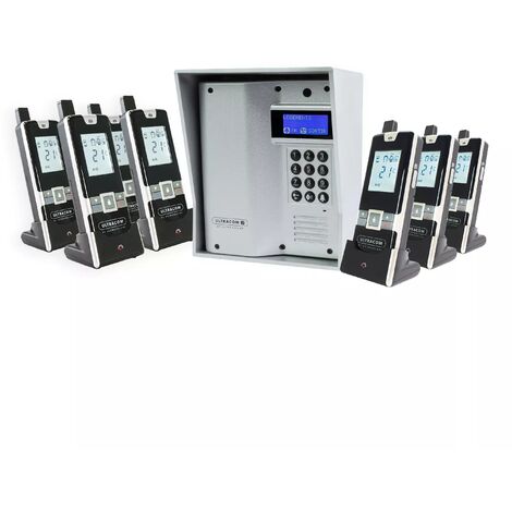 Interphone 600 mètres autonome sans-fil collectif / multipropriétés - UltraCOM3 ARGENTÉ + visière argentée + 7 combinés
