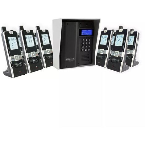 Interphone 600 mètres autonome sans-fil collectif / multipropriétés - UltraCOM3 NOIR + visière argentée + 9 combinés