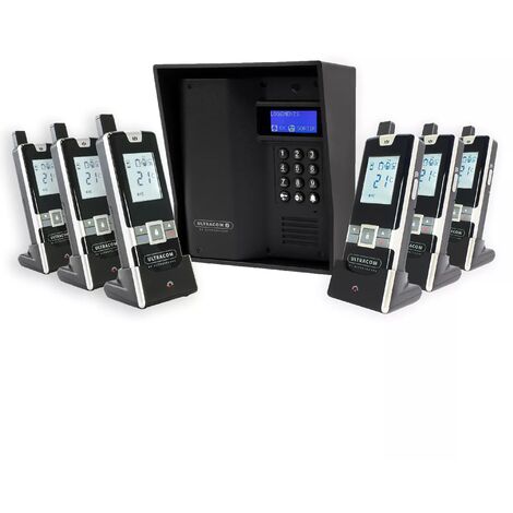 Interphone 600 mètres autonome sans-fil collectif / multipropriétés - UltraCOM3 NOIR + visière noire + 6 combinés