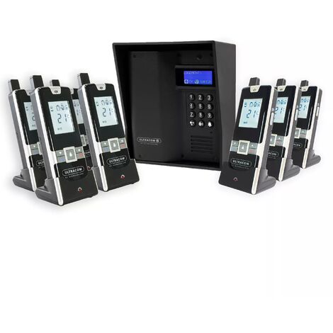 Interphone 600 mètres autonome sans-fil collectif / multipropriétés - UltraCOM3 NOIR + visière noire + 7 combinés