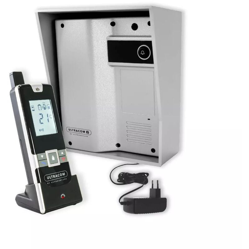 Ultra Secure - Interphone 600 mètres individuel sans-fil - UltraCOM2 argenté 600-SOLO visière argentée + transformateur + combiné