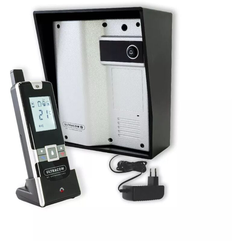 Ultra Secure - Interphone 600 mètres individuel sans-fil- UltraCOM2 argenté 600-SOLO visière noire + transformateur + combiné