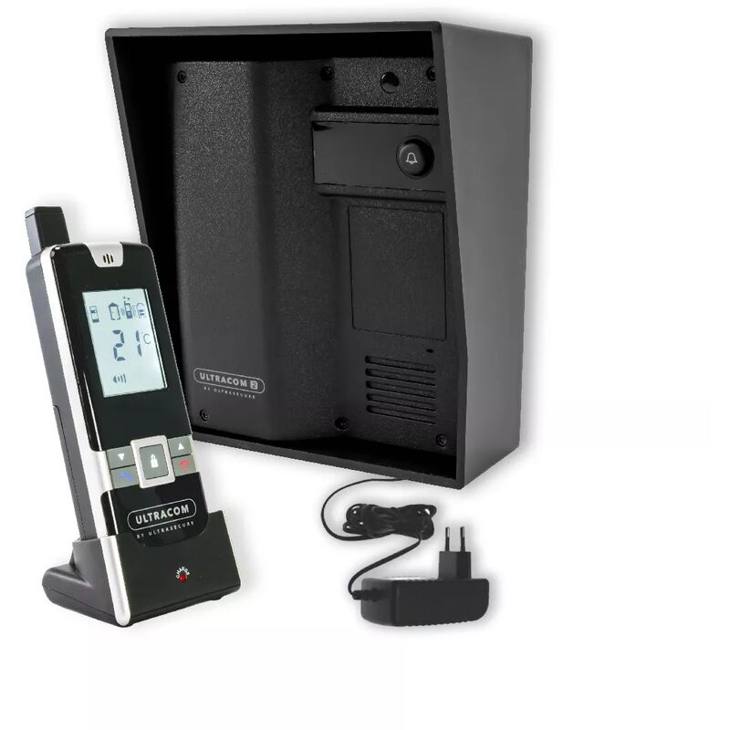 Ultra Secure - Interphone 600 mètres individuel sans-fil - UltraCOM2 noir 600-SOLO visière noire + transformateur + combiné