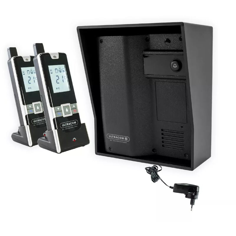 Ultra Secure - Interphone 600 mètres individuel sans-fil - UltraCOM2 noir 600-SOLO visière noire + transformateur + 2 combinés