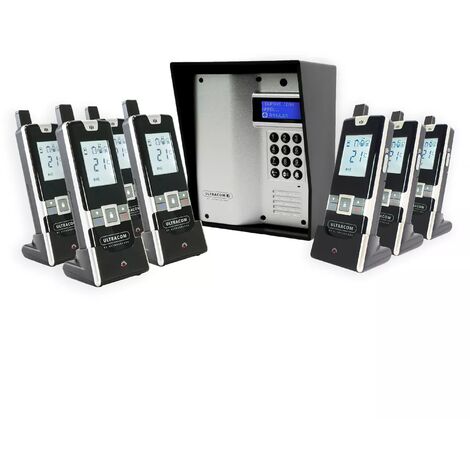 Interphone 600 mètres sans-fil longue portée autonome digicode écran LCD - UltraCOM3 ARGENTÉ visière noire + 7 combinés