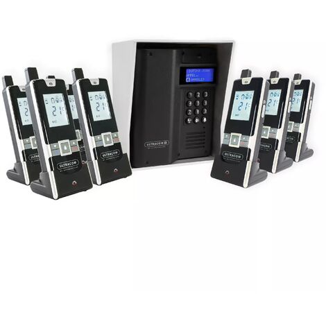 Interphone 600 mètres sans-fil longue portée autonome digicode écran LCD - UltraCOM3 NOIR visière argentée + 7 combinés